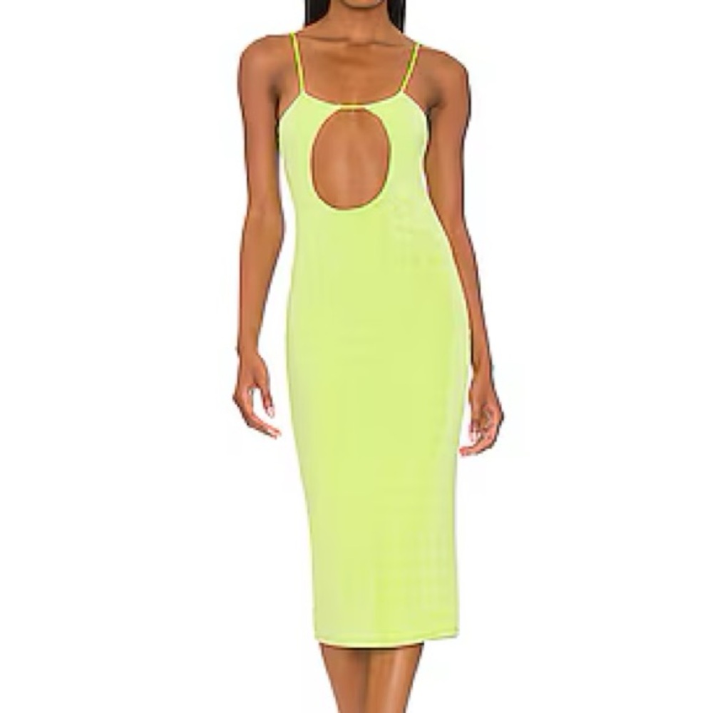 H:ours Reagan Midi Dress in Acid Lime Sz S Revolve